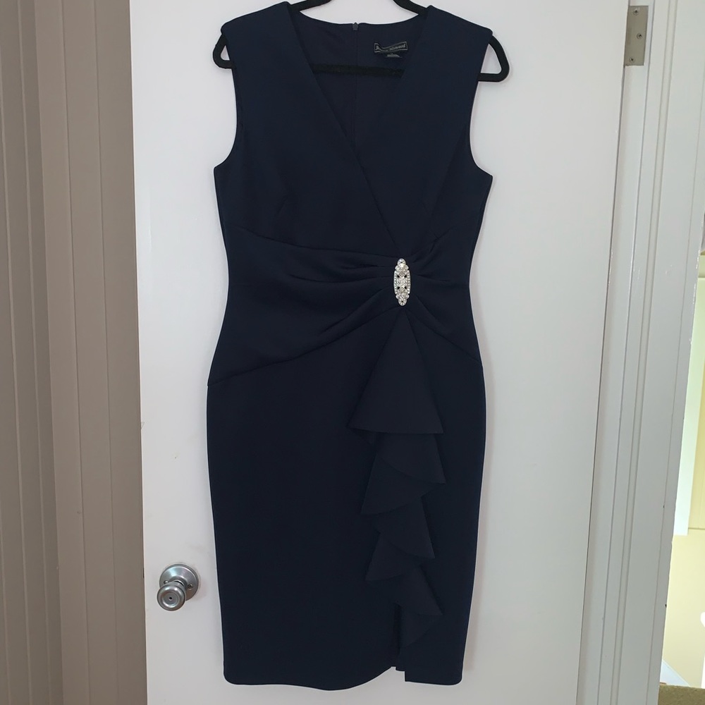 Jessica Howard Navy Wrap look cocktail dress